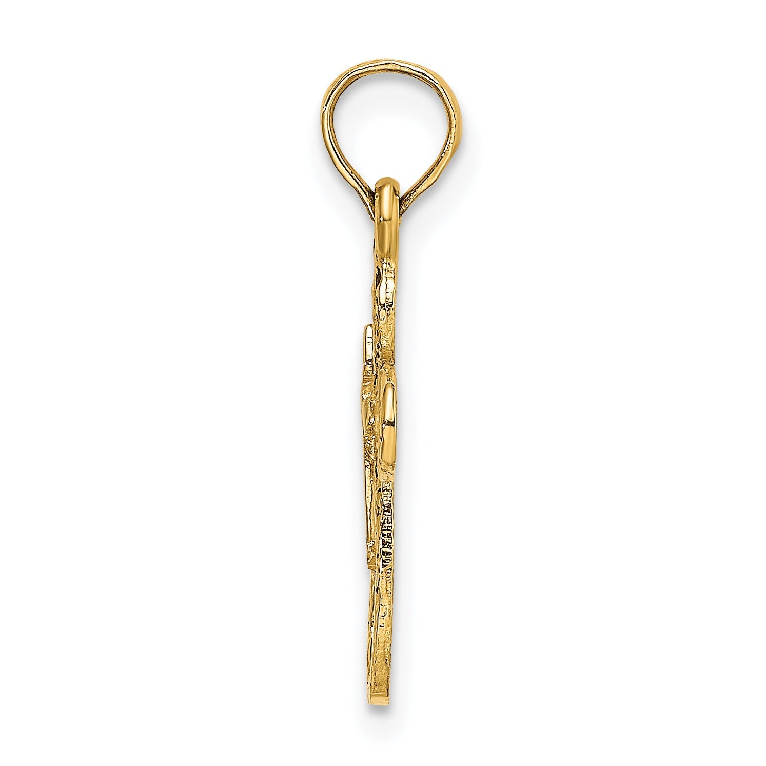 10K Yellow Gold 10K Cut-Out Cross W/ Small Interior Charm