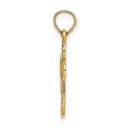 10K Yellow Gold 10K Cut-Out Cross W/ Small Interior Charm
