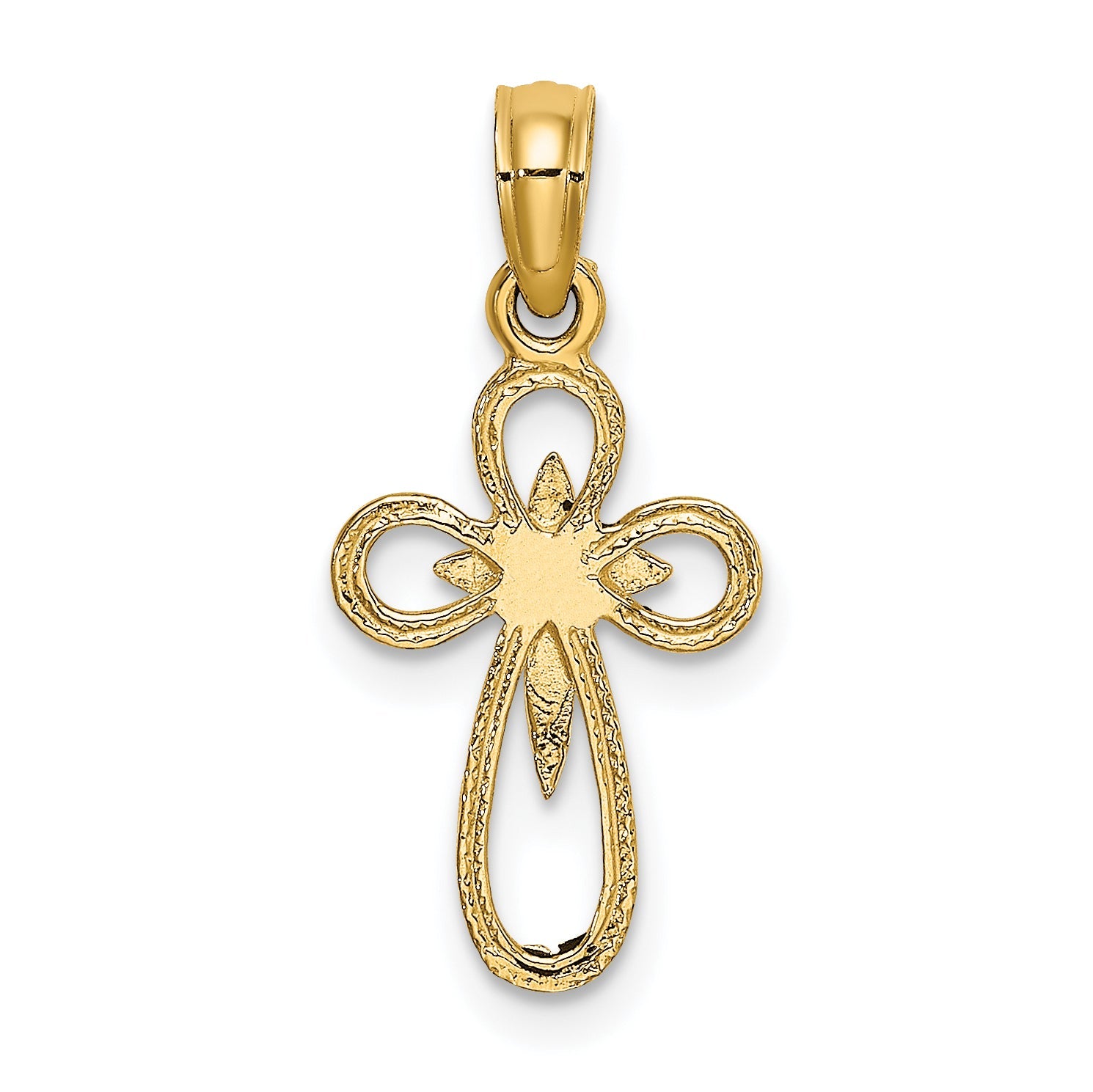 10K Yellow Gold 10K Cut-Out Cross W/ Small Interior Charm