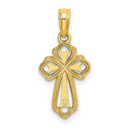 10K Yellow Gold 10K Cut-Out Polished Textured Cross Charm