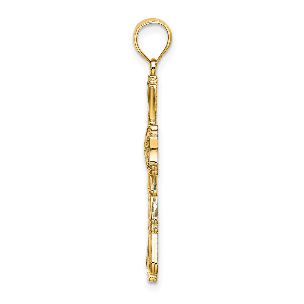 10K Yellow Gold 10K Cut-Out W/ Teardrop Sides Cross Charm