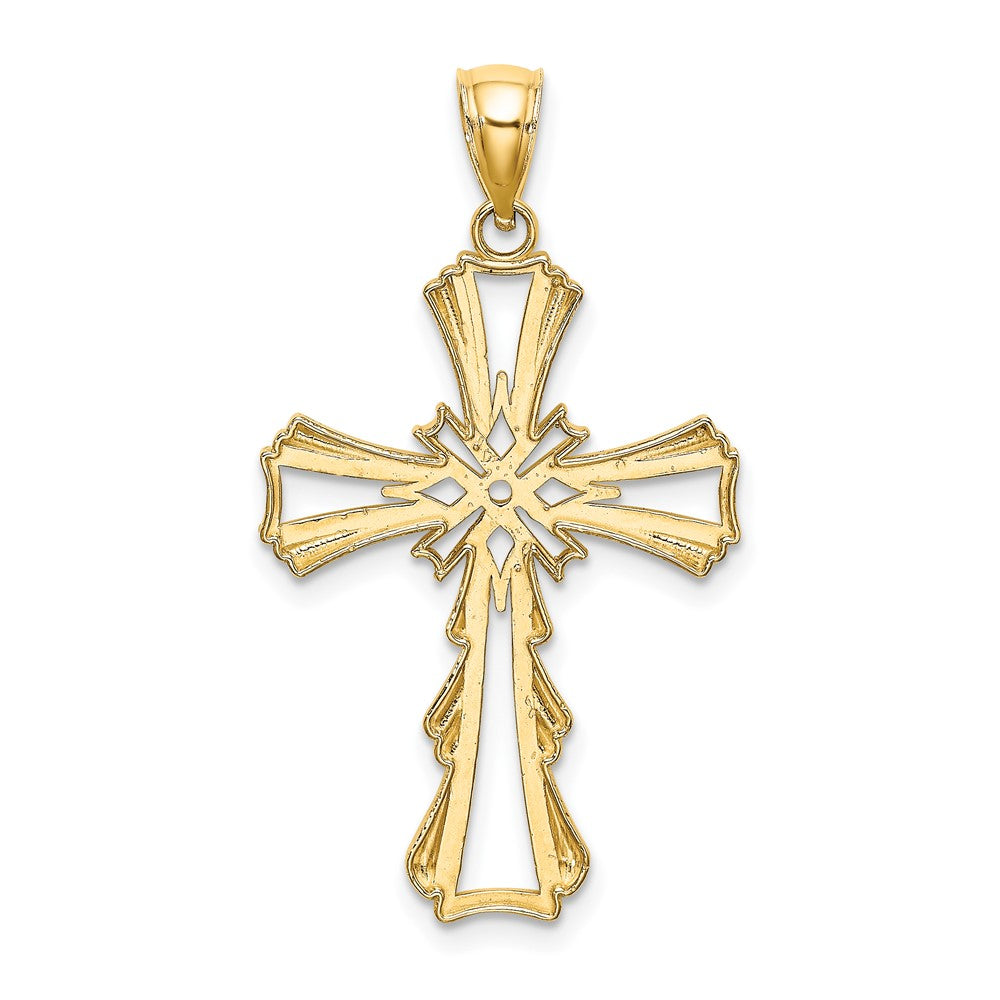 10K Yellow Gold 10K Cut-Out W/ Teardrop Sides Cross Charm