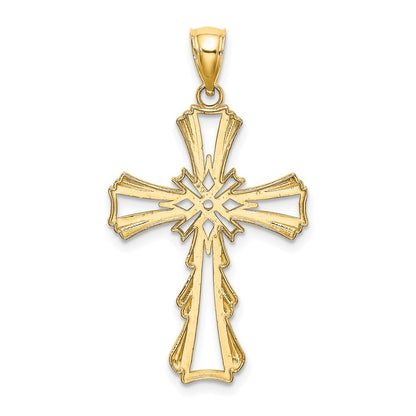 10K Yellow Gold 10K Cut-Out W/ Teardrop Sides Cross Charm
