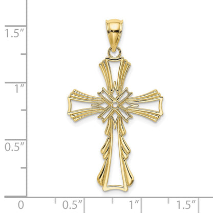 10K Yellow Gold 10K Cut-Out W/ Teardrop Sides Cross Charm
