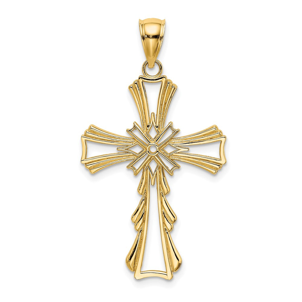 10K Yellow Gold 10K Cut-Out W/ Teardrop Sides Cross Charm