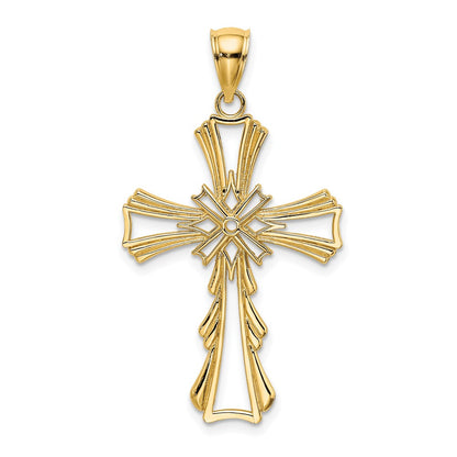 10K Yellow Gold 10K Cut-Out W/ Teardrop Sides Cross Charm
