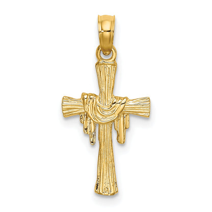 10K Yellow Gold 10K Cross W/ Drape Charm
