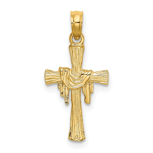 10K Yellow Gold 10K Cross W/ Drape Charm