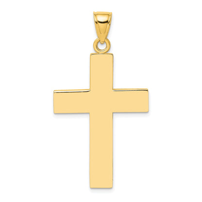 10K Yellow Gold 10K Polished Large Block Cross W/ Open Back Charm