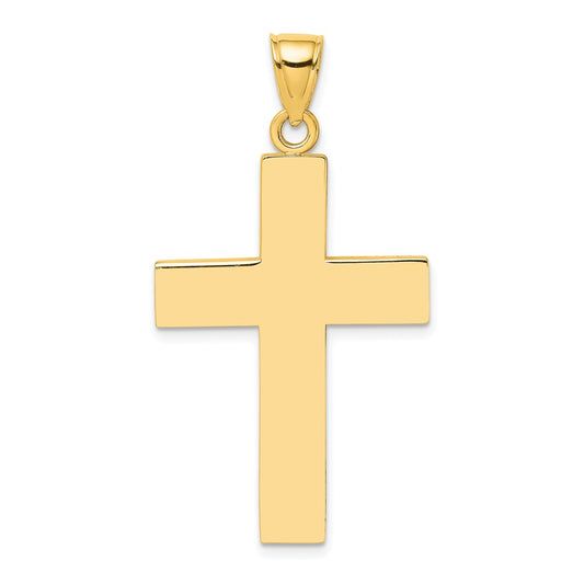 10K Yellow Gold 10K Polished Large Block Cross W/ Open Back Charm