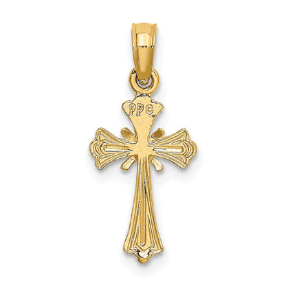 10K Yellow Gold 10K Engraved Small Cross W/ X Center Charm
