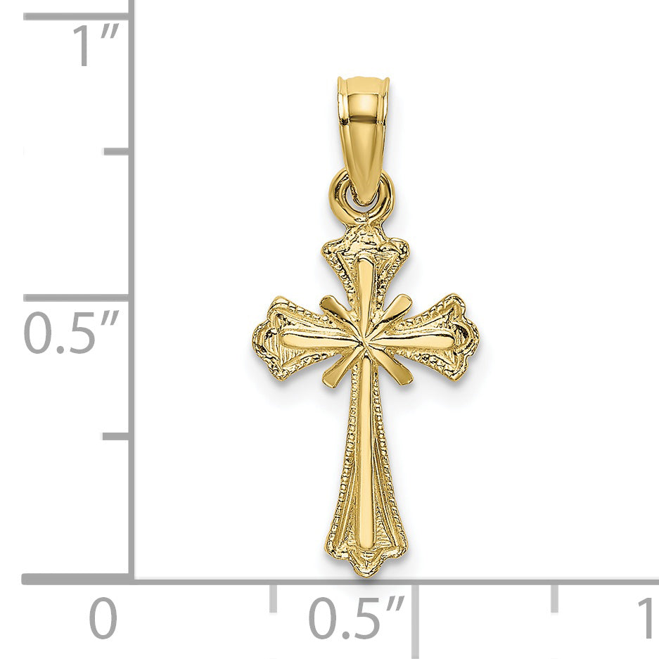 10K Yellow Gold 10K Engraved Small Cross W/ X Center Charm