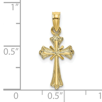 10K Yellow Gold 10K Engraved Small Cross W/ X Center Charm