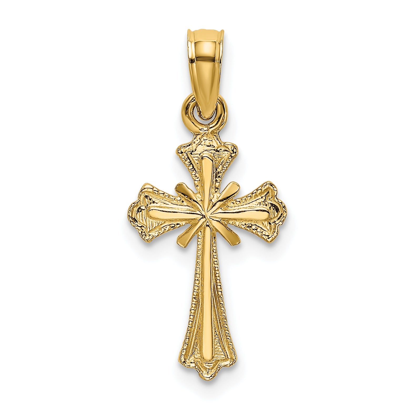10K Yellow Gold 10K Engraved Small Cross W/ X Center Charm