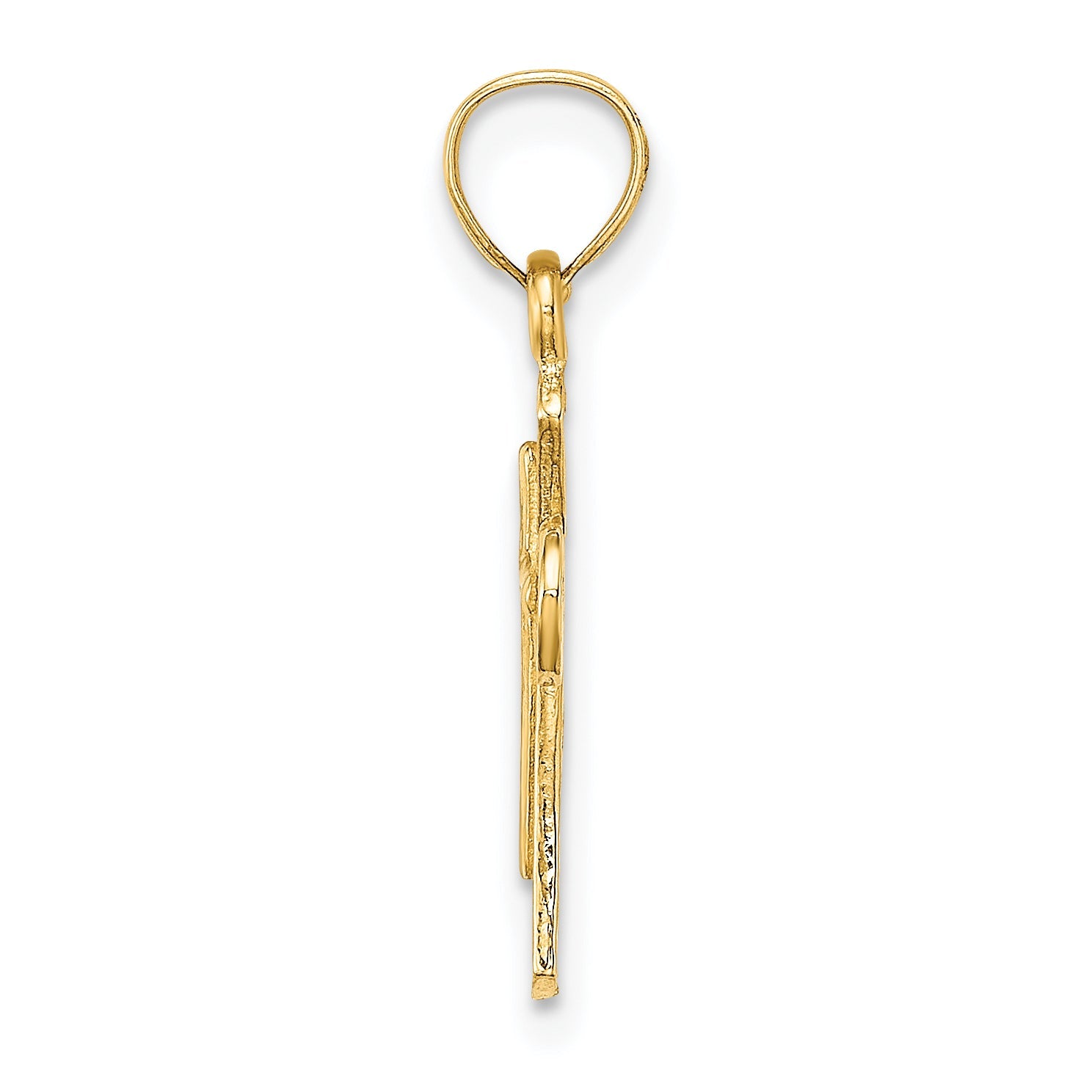 10K Yellow Gold 10K Solid Textured Cross Charm