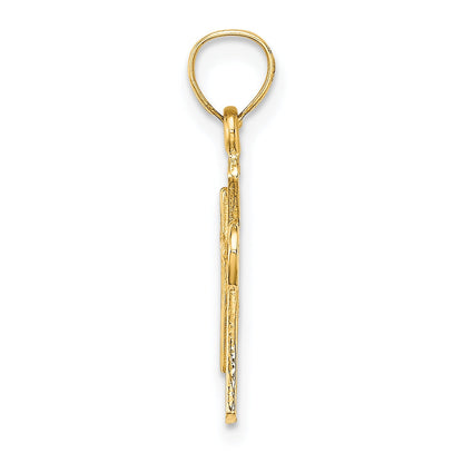 10K Yellow Gold 10K Solid Textured Cross Charm