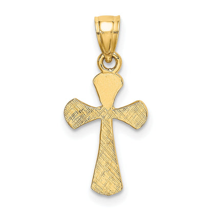 10K Yellow Gold 10K Solid Textured Cross Charm