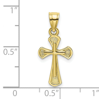10K Yellow Gold 10K Solid Textured Cross Charm