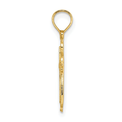 10K Yellow Gold 10K Polished And Cut-Out Engraved Cross Charm