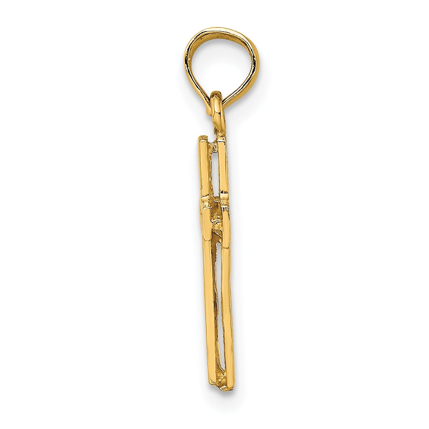 10K Yellow Gold 10K 2-D Polished Textured Cross Charm