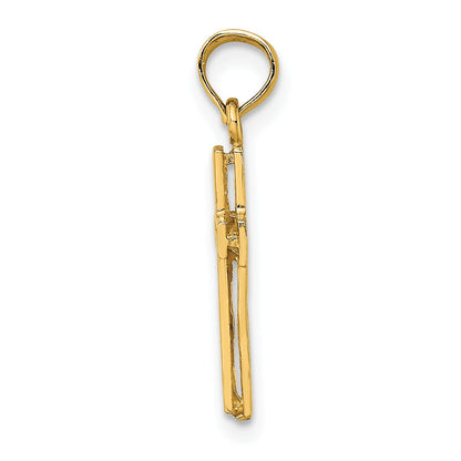 10K Yellow Gold 10K 2-D Polished Textured Cross Charm