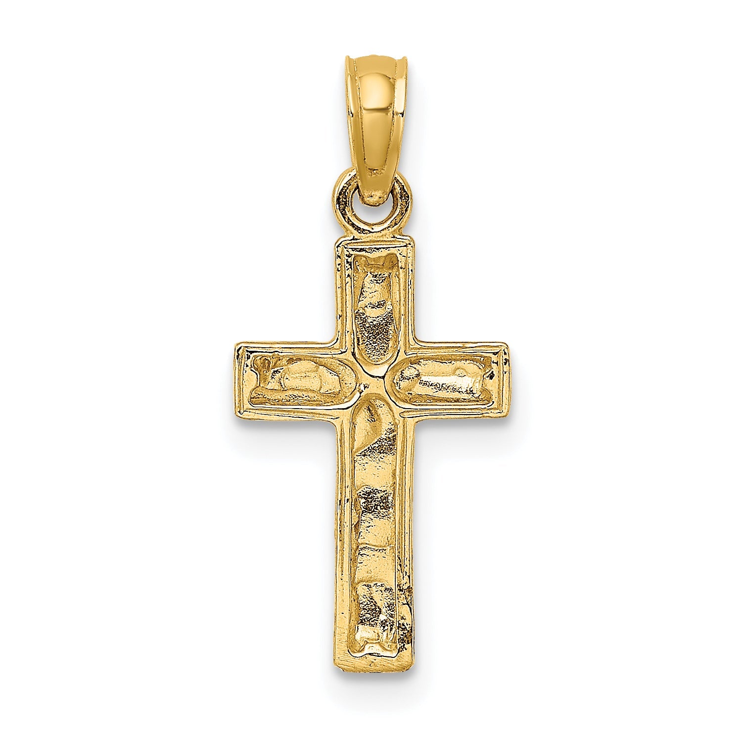 10K Yellow Gold 10K 2-D Polished Textured Cross Charm