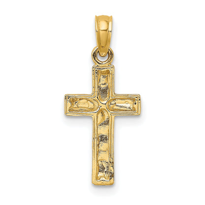 10K Yellow Gold 10K 2-D Polished Textured Cross Charm