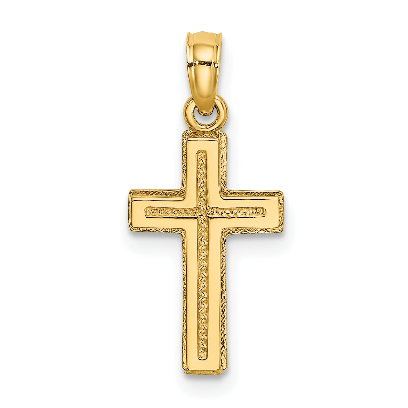 10K Yellow Gold 10K 2-D Polished Textured Cross Charm