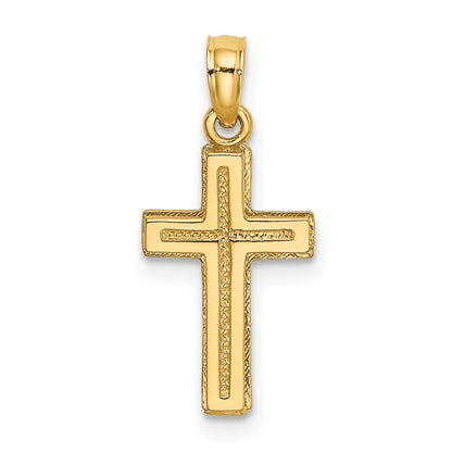 10K Yellow Gold 10K 2-D Polished Textured Cross Charm