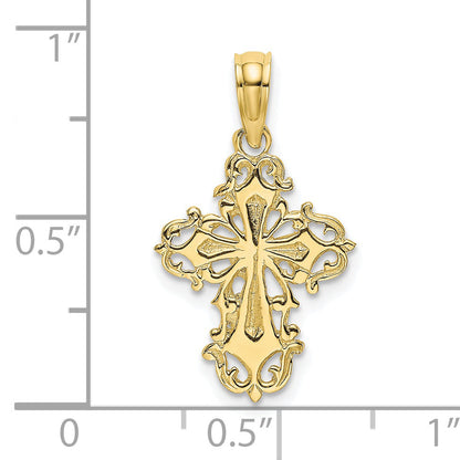 10K Yellow Gold 10K Cut-Out Delicate Cross Charm