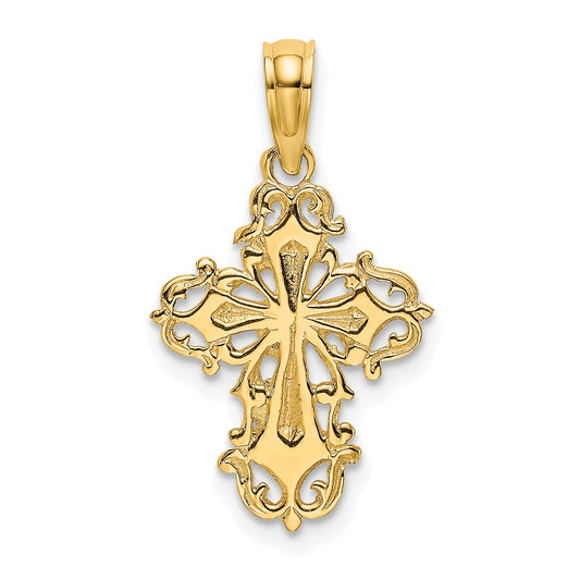10K Yellow Gold 10K Cut-Out Delicate Cross Charm