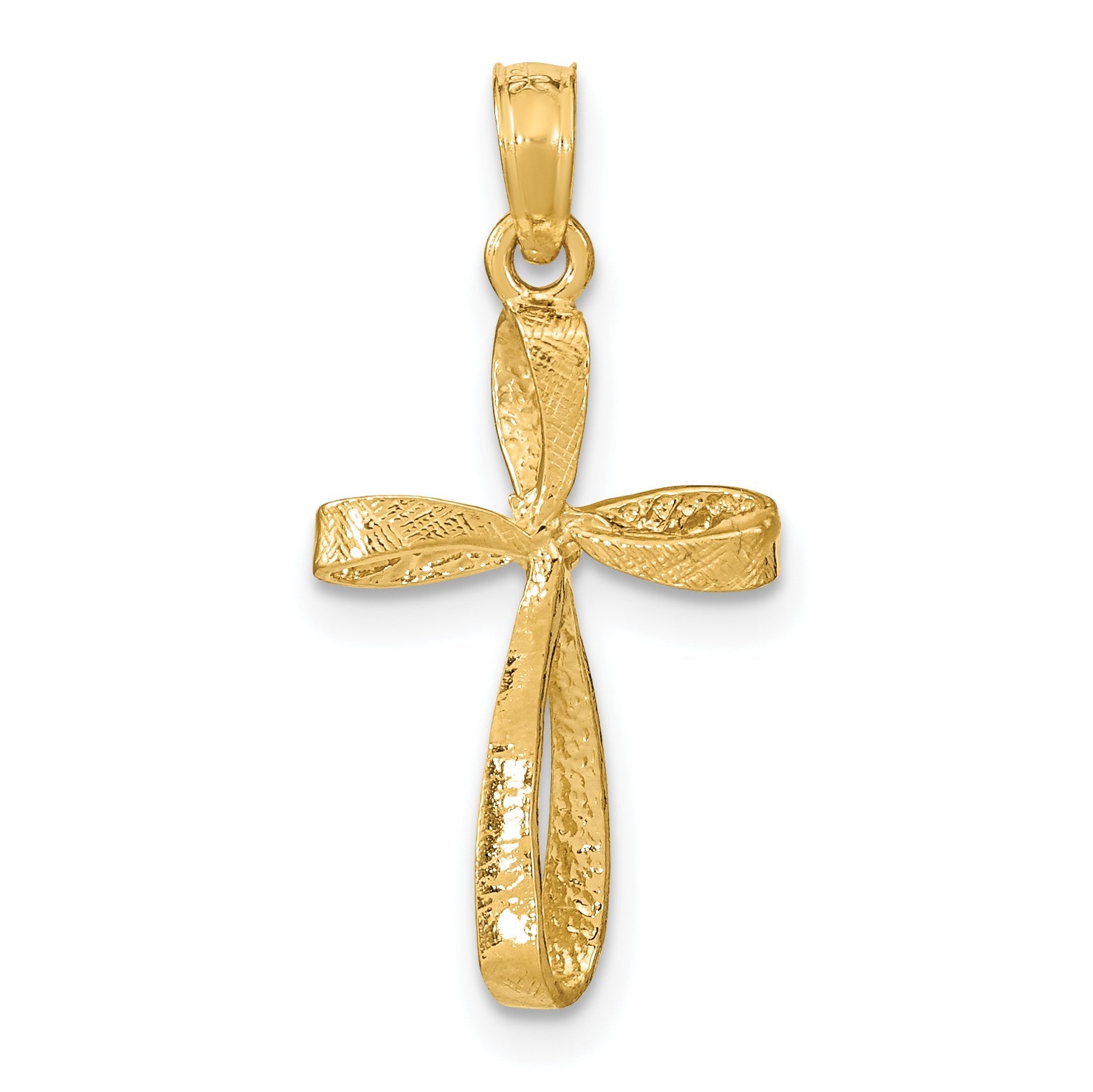 10K Yellow Gold 10K 3-D Engraved Polished Twisted Cross Charm