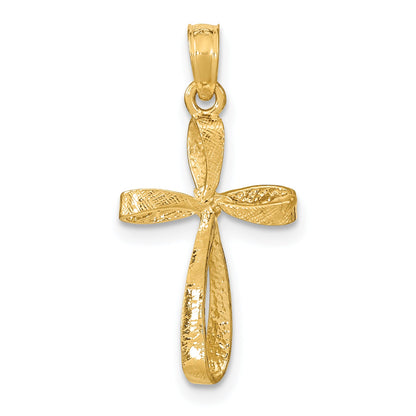 10K Yellow Gold 10K 3-D Engraved Polished Twisted Cross Charm