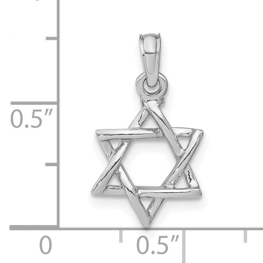10K White Gold 10K 3-D Polished Star Of David Charm