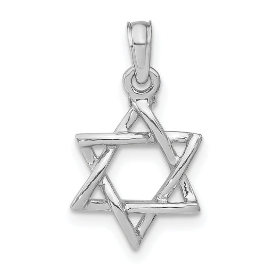 10K White Gold 10K 3-D Polished Star Of David Charm
