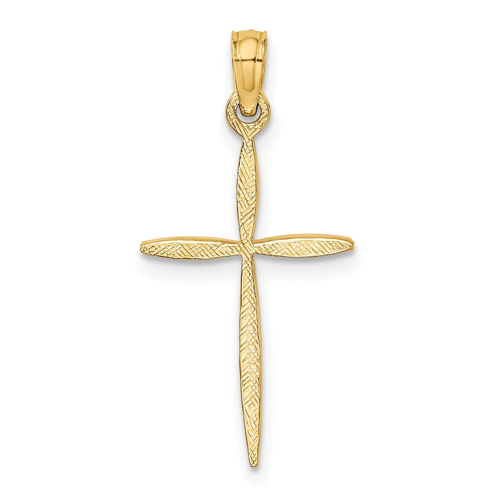10K Yellow Gold 10K D/C With Tapered Ends Cross Charm