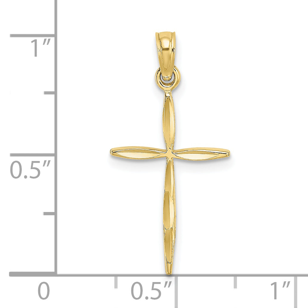 10K Yellow Gold 10K D/C With Tapered Ends Cross Charm