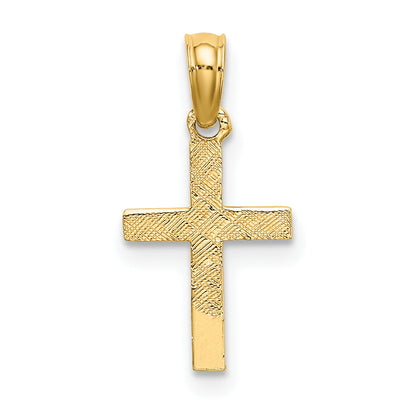 10K Yellow Gold 10K Polished Mini Cross W/ Heart Charm