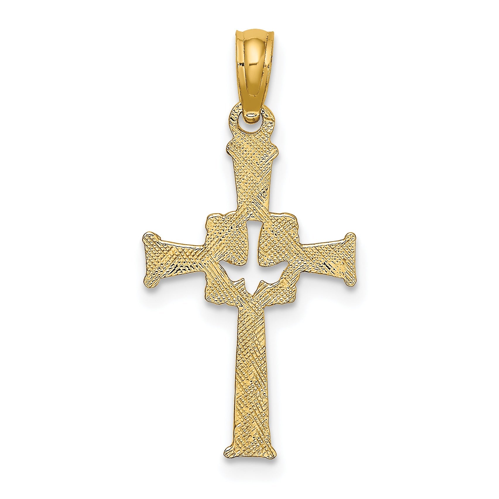 10K Yellow Gold 10K Polished And Engraved Cross Dove Charm