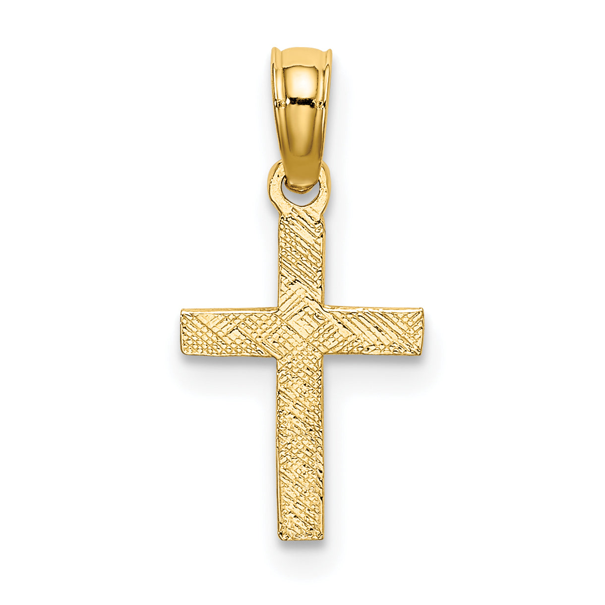 10K Yellow Gold 10K Polished And Engraved Mini Cross W/ Flower Charm