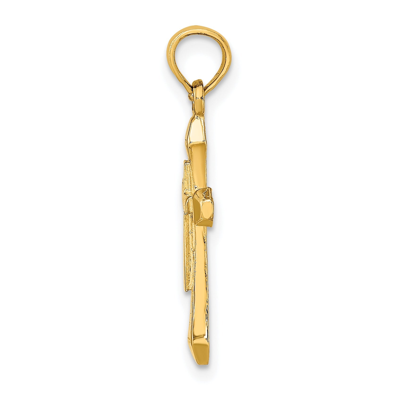 10K Yellow Gold 10K Polished Beveled Tips Cross Charm
