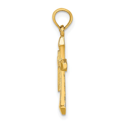 10K Yellow Gold 10K Polished Beveled Tips Cross Charm