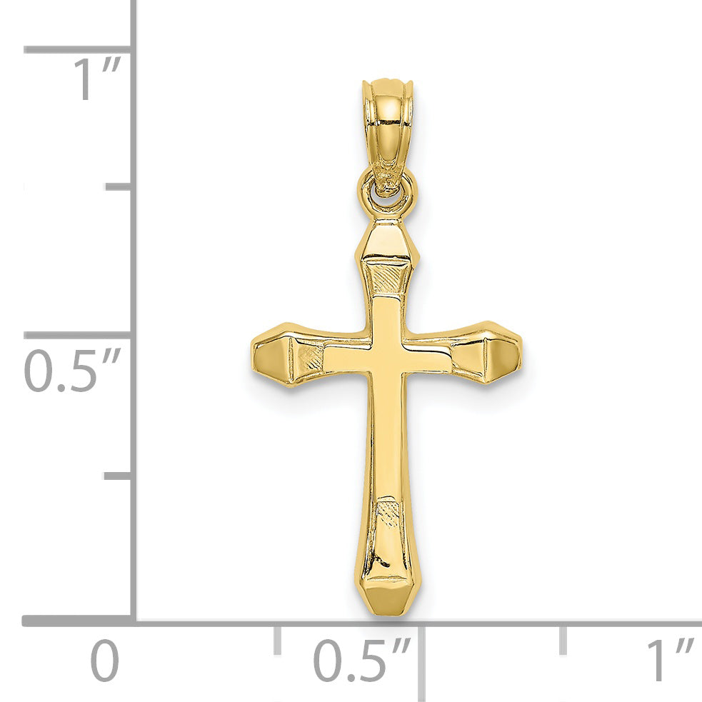 10K Yellow Gold 10K Polished Beveled Tips Cross Charm