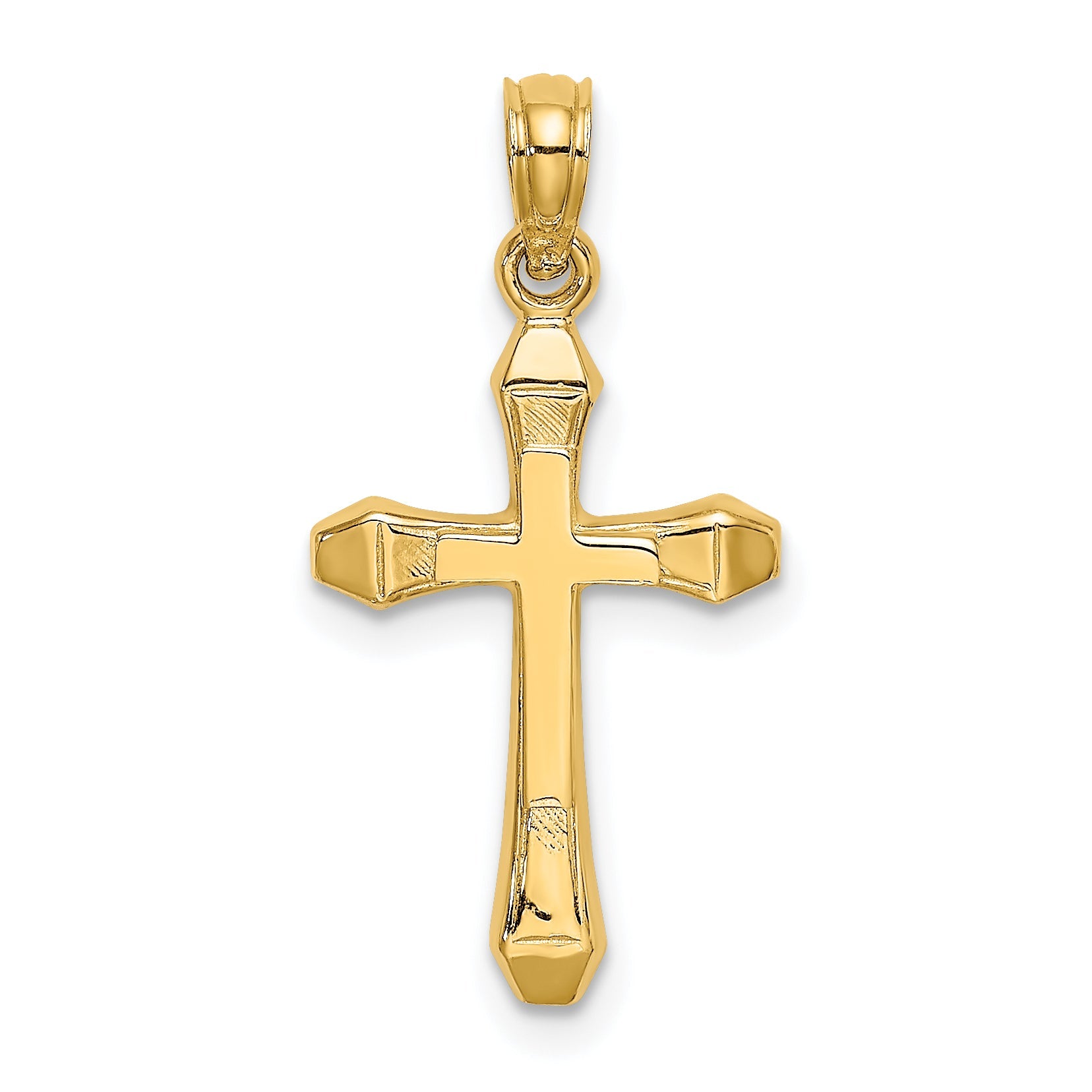 10K Yellow Gold 10K Polished Beveled Tips Cross Charm