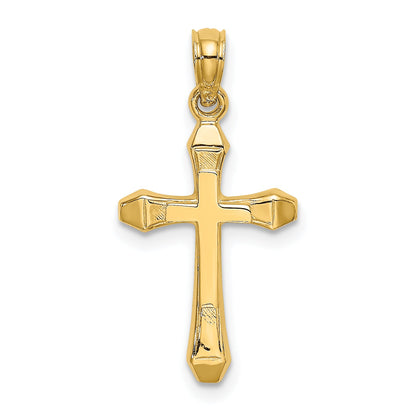 10K Yellow Gold 10K Polished Beveled Tips Cross Charm
