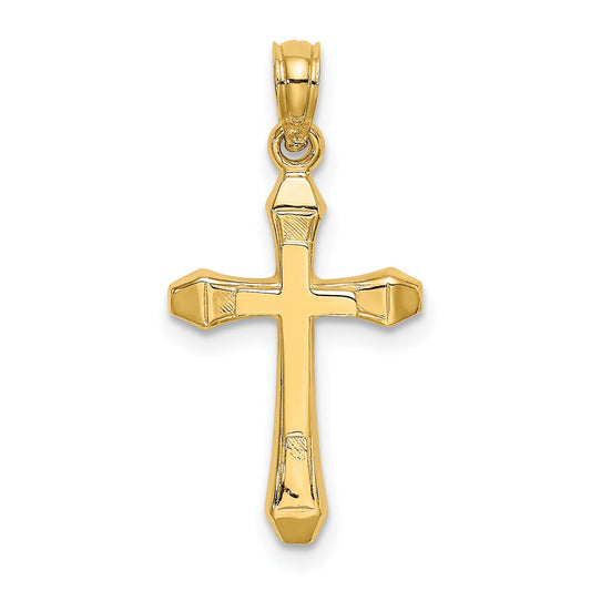 10K Yellow Gold 10K Polished Beveled Tips Cross Charm