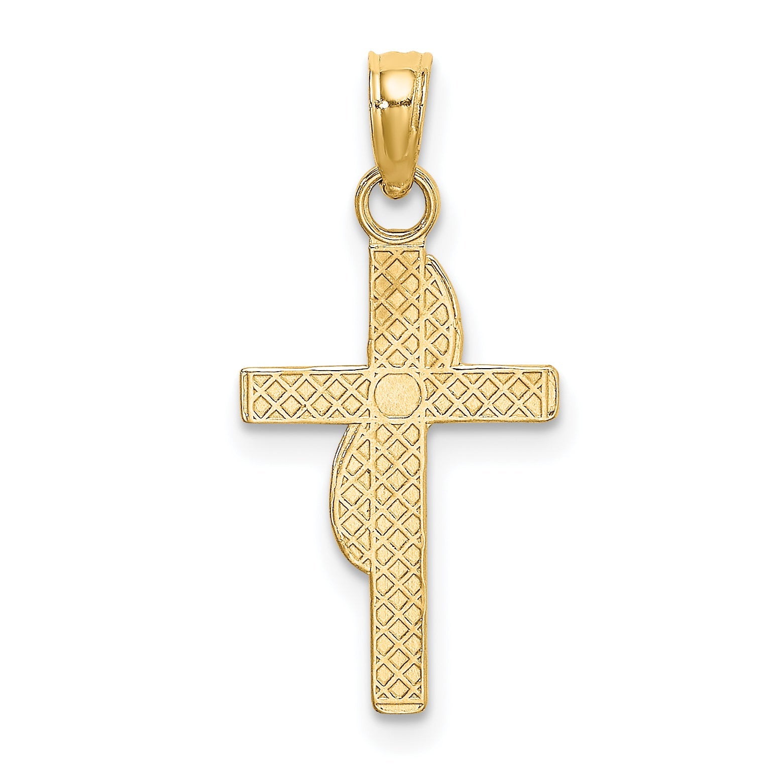 10K Yellow Gold 10K Polished W/ Banner Cross Charm