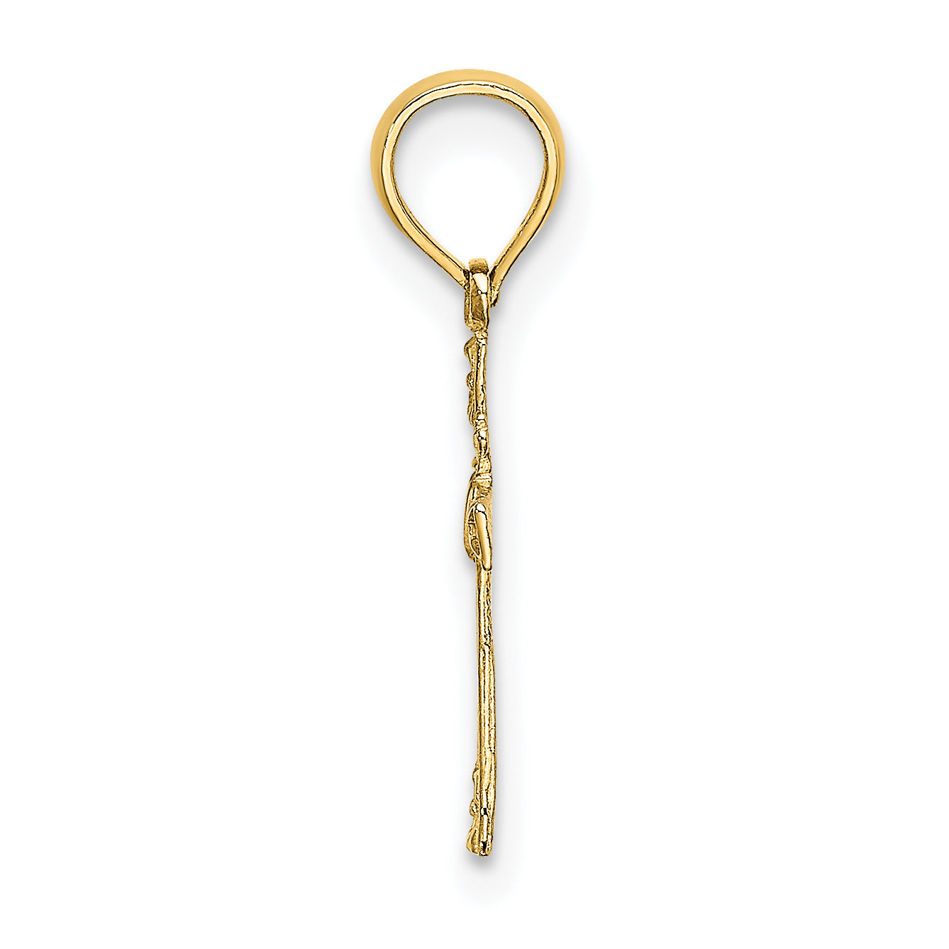 10K Yellow Gold 10K Textured Mini Cross W/ Heart Charm