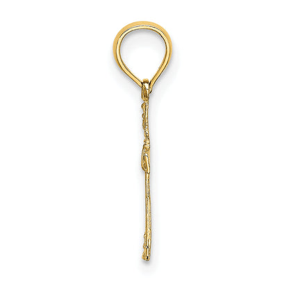 10K Yellow Gold 10K Textured Mini Cross W/ Heart Charm