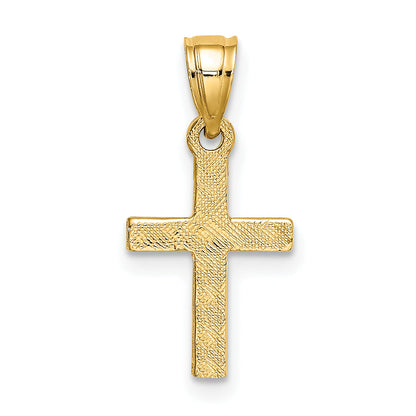 10K Yellow Gold 10K Diamond Shape Center Mini Cross Charm